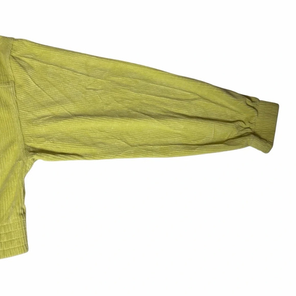 Aerie Cropped Corduroy Zip Jacket | Bright Yellow Green | Size M - Picture 6 of 14